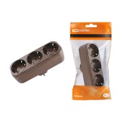 Блок на 3 гнезда 2П+З плоский 16А 250B "Эко" (бук) TDM