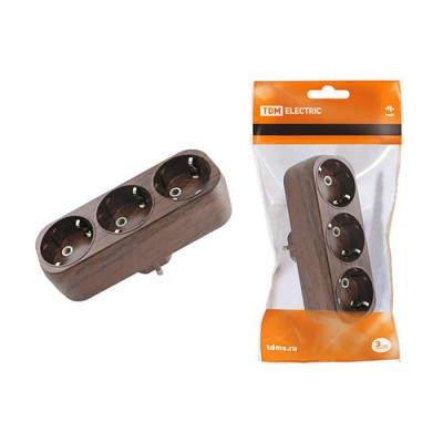 Блок на 3 гнезда 2П+З плоский 16А 250B "Эко" (бук) TDM Блок на 3 гнезда 2П+З плоский 16А 250B "Эко" (бук) TDM