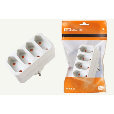 Блок на 4 гнезда 2П 2,5 А 250 B под плоскую вилку белый TDM Блок на 4 гнезда 2П 2,5 А 250 B под плоскую вилку белый TDM