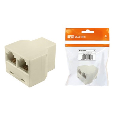 Компьютерный двойник (гнездо — 2 гнезда) 8Р-8С, инд. упаковка TDM Компьютерный двойник (гнездо — 2 гнезда) 8Р-8С, инд. упаковка TDM