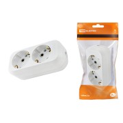 Колодка розеточная 2 гнезда 2П+З 16А 250В белая TDM