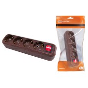 Колодка розеточная 4 гнезда 2П+3 с выключателем16А 250В "Эко" (бук) TDM