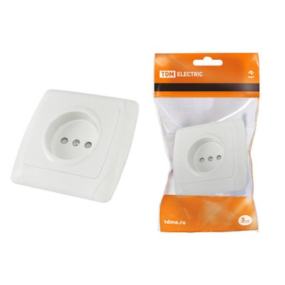 Розетка 2П 10А 250В с защ. шт. белая "Онега" TDM Розетка 2П 10А 250В с защ. шт. белая "Онега" TDM