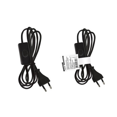 Шнур с выключателем и плоской вилкой "Народный" ШВВП 2х0,5мм2 2м. черный Шнур с выключателем и плоской вилкой "Народный" ШВВП 2х0,5мм2 2м. черный