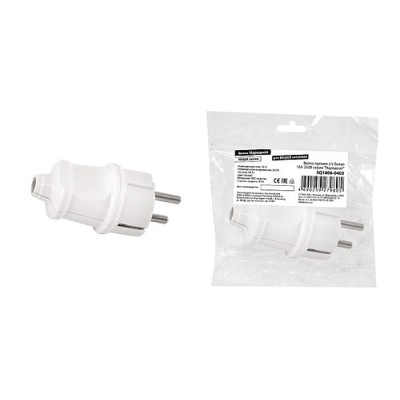 Вилка прямая с/з белая 16А 250В серии "Народная" Вилка прямая с/з белая 16А 250В серии "Народная"