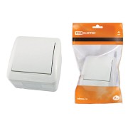 Выключатель 1-кл. открытой установки IP44 10А белый "Селигер" TDM