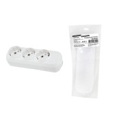 Колодка розеточная 3 гнезда 2П+3 16А 250В белая серии "Народная"