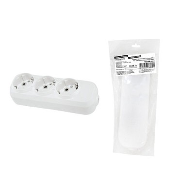 Колодка розеточная 3 гнезда 2П+3 16А 250В белая серии "Народная" Колодка розеточная 3 гнезда 2П+3 16А 250В белая серии "Народная"