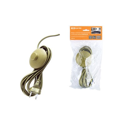 Шнур с ножным выключателем и плоской вилкой ШУН01В ШВВП 2х0,75мм2 3,5м. бронза TDM Шнур с ножным выключателем и плоской вилкой ШУН01В ШВВП 2х0,75мм2 3,5м. бронза TDM