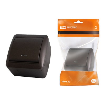 Выключатель 1-кл. открытой установки с подсветкой IP44 10А шоколад "Селигер" TDM Выключатель 1-кл. открытой установки с подсветкой IP44 10А шоколад "Селигер" TDM