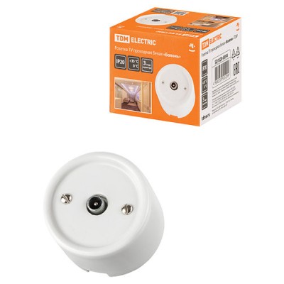 Розетка TV проходная белая «Болонь» TDM Розетка TV проходная белая «Болонь» TDM