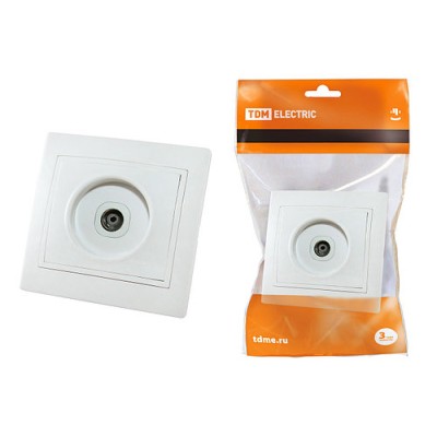 Розетка телевизионная простая (0-2400МГц, "мама") белая "Таймыр" TDM Розетка телевизионная простая (0-2400МГц, "мама") белая "Таймыр" TDM