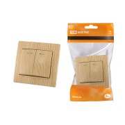 Выключатель 2 кл. с подсветкой 10А "ЭКО" (сосна) "Таймыр" TDM