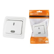 Переключатель на 2 направления с подсветкой 10А белый "Валдай" TDM