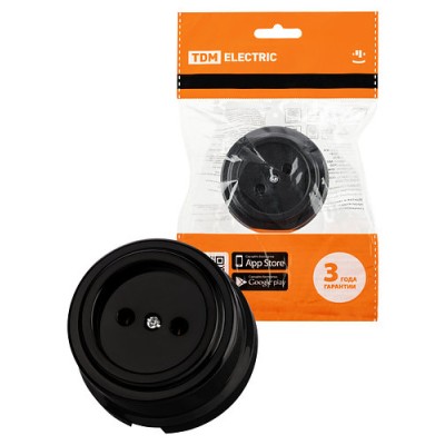 Розетка 2П 10А 250В черная «Виви» TDM Розетка 2П 10А 250В черная «Виви» TDM