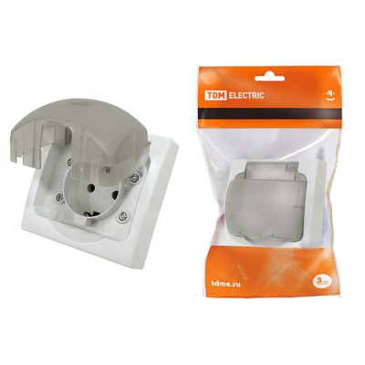 Розетка 2П+З скрытой установки IP54 16А серая "Вуокса" TDM Розетка 2П+З скрытой установки IP54 16А серая "Вуокса" TDM