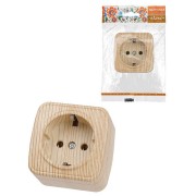 Розетка 2П+З открытой установки IP20 16А, сосна "Дача" Народная