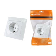 Розетка 2П+З 16А 250В с защ. шт. белая "Лама" TDM