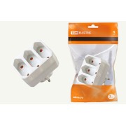 Блок на 3 гнезда 2П 2,5 А 250 B под плоскую вилку белый TDM