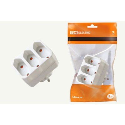 Блок на 3 гнезда 2П 2,5 А 250 B под плоскую вилку белый TDM Блок на 3 гнезда 2П 2,5 А 250 B под плоскую вилку белый TDM