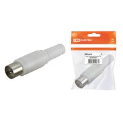 Гнездо TV антенное пласт. без пайки белое, инд. упаковка TDM