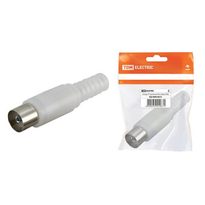 Гнездо TV антенное пласт. без пайки белое, инд. упаковка TDM Гнездо TV антенное пласт. без пайки белое, инд. упаковка TDM