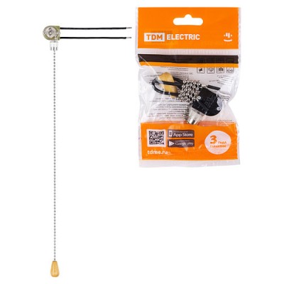 Сонетка-выключатель для бра с цепочкой 3А 250В металлик TDM Сонетка-выключатель для бра с цепочкой 3А 250В металлик TDM