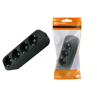 Колодка розеточная 4 гнезда 2П+3 16А 250В черная TDM Колодка розеточная 4 гнезда 2П+3 16А 250В черная TDM