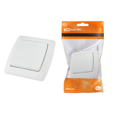 Выключатель 1 кл. 10А белый "Онега" TDM Выключатель 1 кл. 10А белый "Онега" TDM