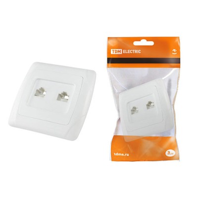 Розетка двойная телефонная RJ11 белая "Онега" TDM Розетка двойная телефонная RJ11 белая "Онега" TDM