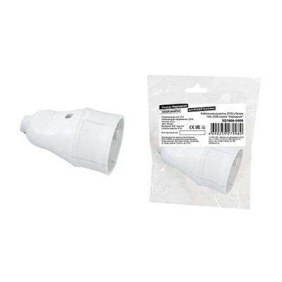 Кабельная розетка 2П б/з белая 10А 250B серии "Народная" Кабельная розетка 2П б/з белая 10А 250B серии "Народная"