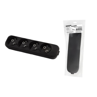 Колодка розеточная 4 гнезда 2П б/з 10А 250В черная серии "Народная" Колодка розеточная 4 гнезда 2П б/з 10А 250В черная серии "Народная"