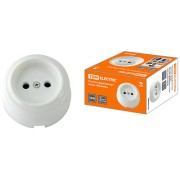 Розетка фарфоровая 2П 10А 250В белая «Болонь» TDM