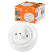 Выключатель скрытой установки фарфоровый поворотный проходной с ручкой (бантик) 10А белый «Болонь» TDM