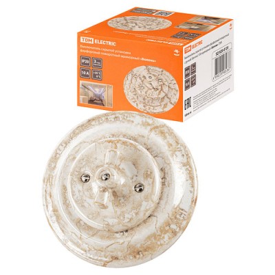 Выключатель скрытой установки фарфоровый поворотный с ручкой (бантик) 10А мраморный «Болонь» TDM Выключатель скрытой установки фарфоровый поворотный с ручкой (бантик) 10А мраморный «Болонь» TDM