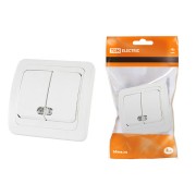 Выключатель 2-кл. с подсветкой 10А белый "Валдай" TDM