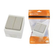 Выключатель 2-кл. открытой установки IP54 10А серый "Вуокса" TDM