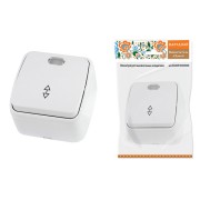 Переключатель на 2 направления 1-кл. открытой установки с подсветкой IP20 10А, белый "Дача" Народная