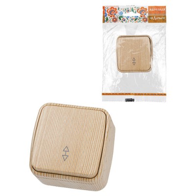 Переключатель на 2 направления 1-кл. открытой установки IP20 10А, сосна "Дача" Народная Переключатель на 2 направления 1-кл. открытой установки IP20 10А, сосна "Дача" Народная