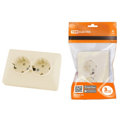 Розетка двойная 2П+З с защ. шт. 16А 250В сл. кость "Ильмень" TDM Розетка двойная 2П+З с защ. шт. 16А 250В сл. кость "Ильмень" TDM