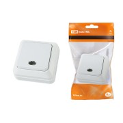 Выключатель 1-кл. открытой установки с подсветкой IP20 10А, белый "Ладога" TDM