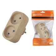 Блок на 2 гнезда 2П б/з плоский 6А 250B "Эко" (сосна) TDM