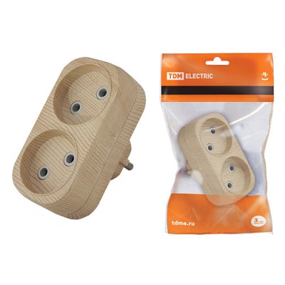 Блок на 2 гнезда 2П б/з плоский 6А 250B "Эко" (сосна) TDM Блок на 2 гнезда 2П б/з плоский 6А 250B "Эко" (сосна) TDM