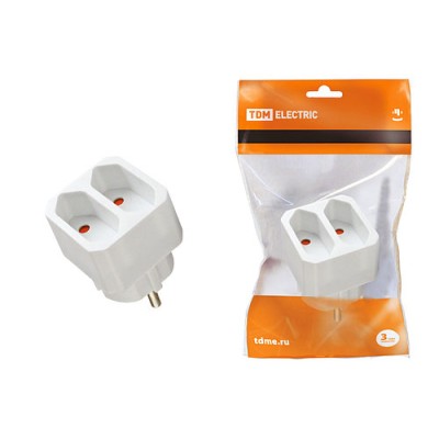 Блок на 2 гнезда 2П 2,5 А 250 B под плоскую вилку белый TDM Блок на 2 гнезда 2П 2,5 А 250 B под плоскую вилку белый TDM