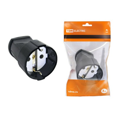 Кабельная розетка 2П+3 16А 250B черная TDM Кабельная розетка 2П+3 16А 250B черная TDM