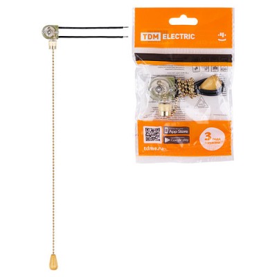 Сонетка-выключатель для бра с цепочкой 3А 250В золото TDM Сонетка-выключатель для бра с цепочкой 3А 250В золото TDM