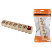 Колодка розеточная 6 гнезд 2П+3 с выключателем16А 250В "Эко" (сосна) TDM