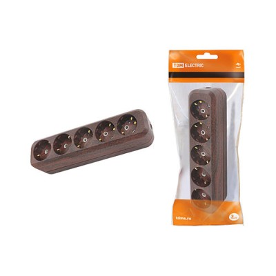 Колодка розеточная 5 гнезд 2П+3 16А 250В "Эко" (бук) TDM Колодка розеточная 5 гнезд 2П+3 16А 250В "Эко" (бук) TDM