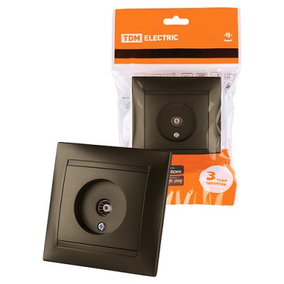 Розетка телевизионная простая (0-2400МГц, "мама") бронза "Лама" TDM Розетка телевизионная простая (0-2400МГц, "мама") бронза "Лама" TDM