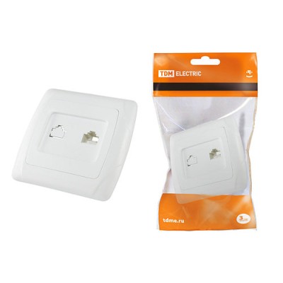 Розетка компьютерная RJ45 белая "Онега" TDM Розетка компьютерная RJ45 белая "Онега" TDM